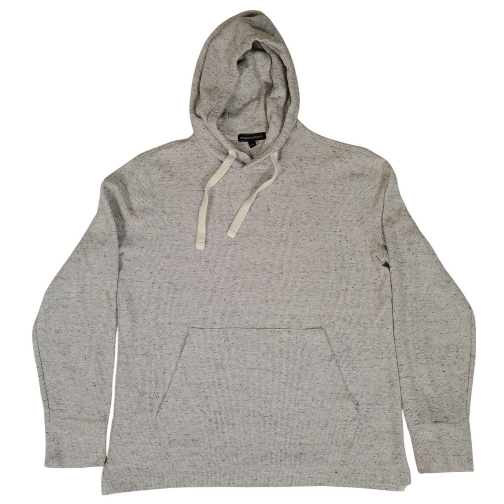 Banana Republic Mens Gray Speckled Long Sleeve Hoodie Sweatshirt Size M